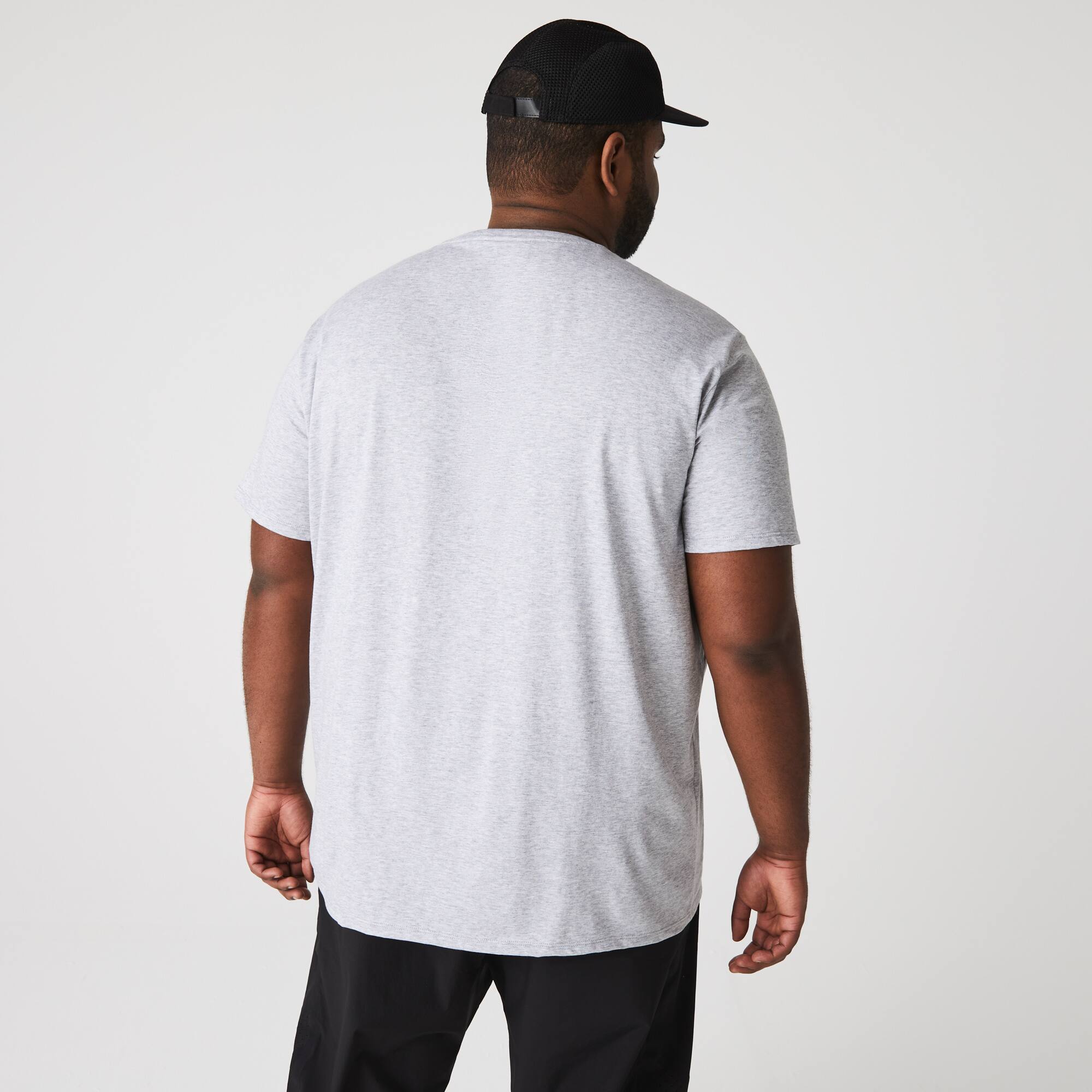T-shirt col V en jersey de coton pima uni T-Shirts - Gris - Lacoste - Homme