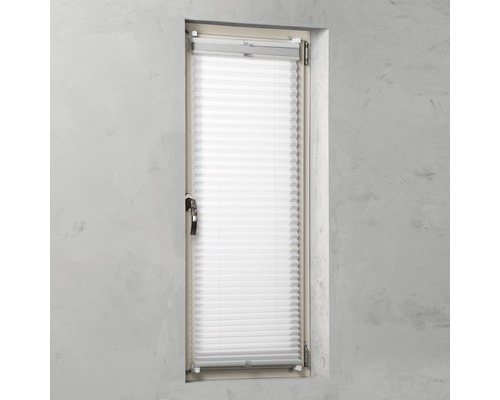 Soluna dubbel plisségordijn met zijspan, wit, 45x130 cm