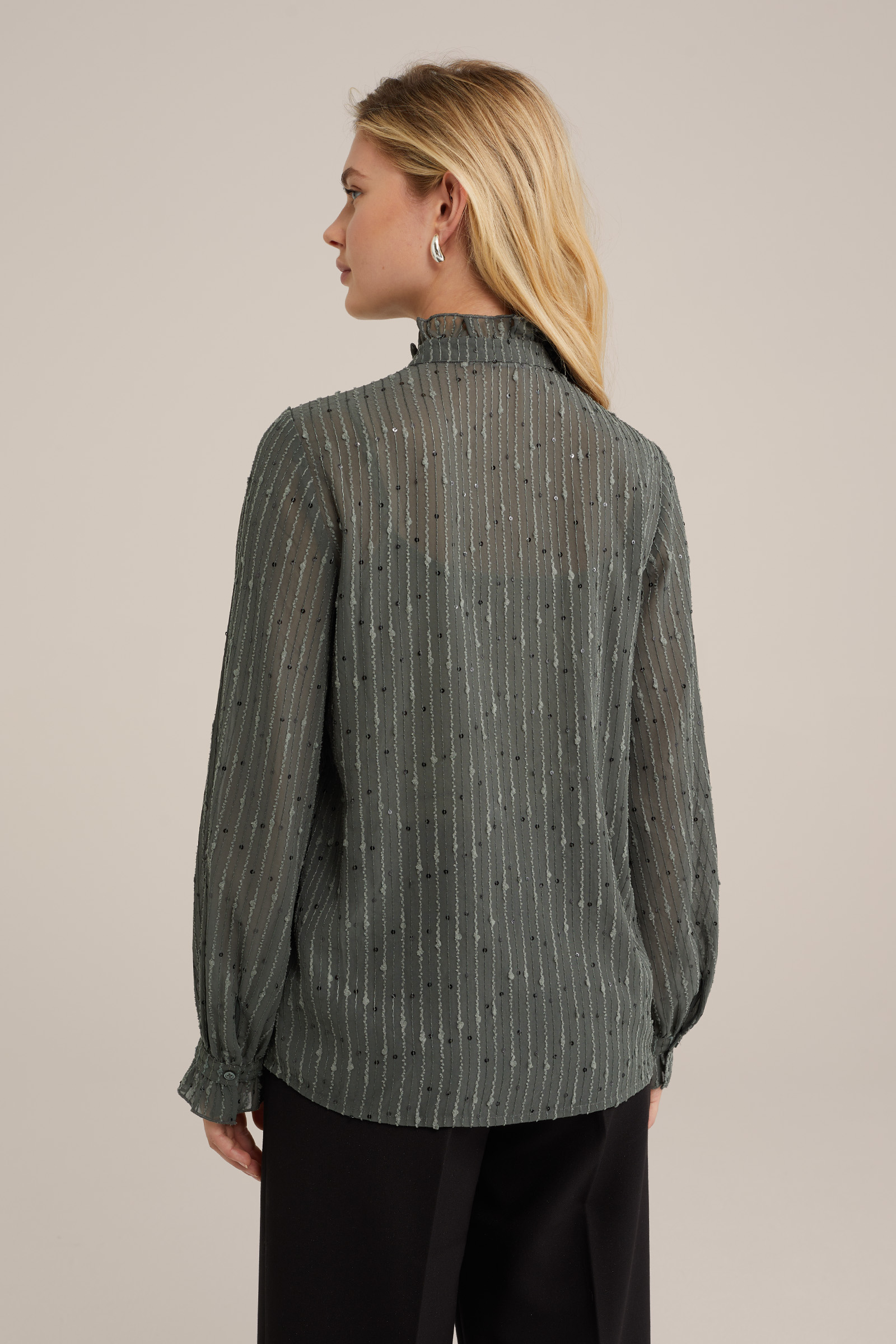 blouse met structuur WE Fashion Olijfgroen