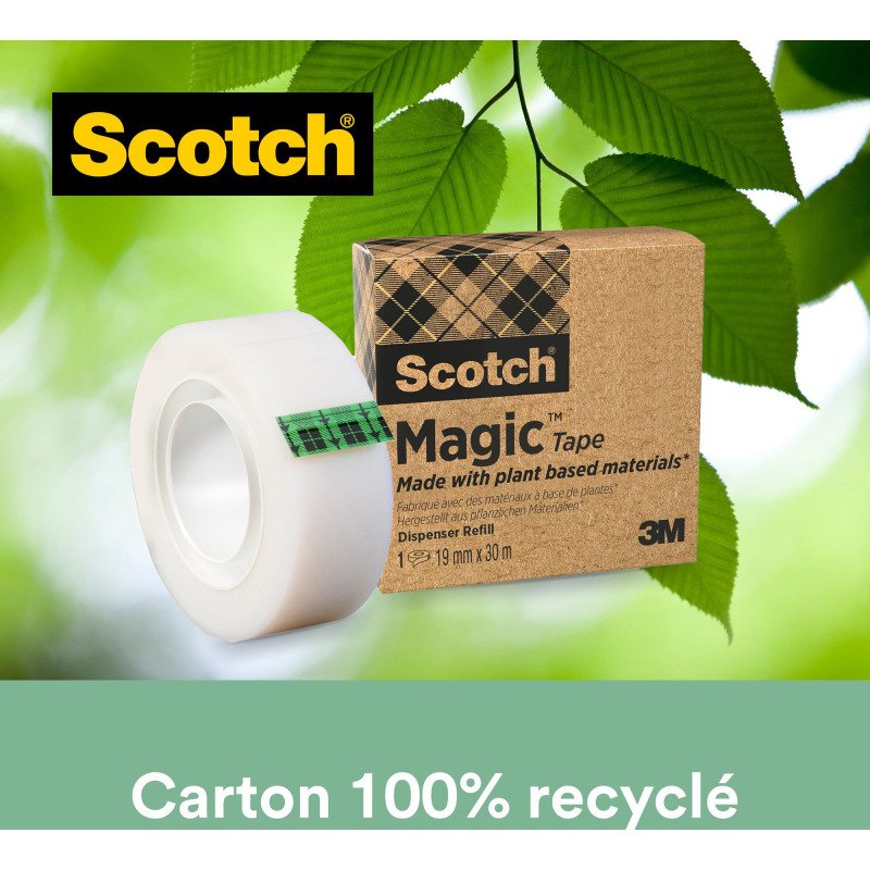 Ruban Magic invisible Écologique Scotch - Largeur 19 mm x longueur 30 m