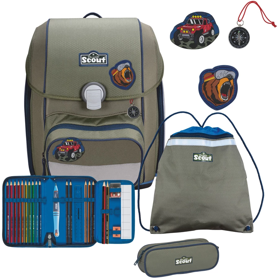 Scout Genius - Schulranzen Set 4 tlg. mit Turnbeutel Adventure