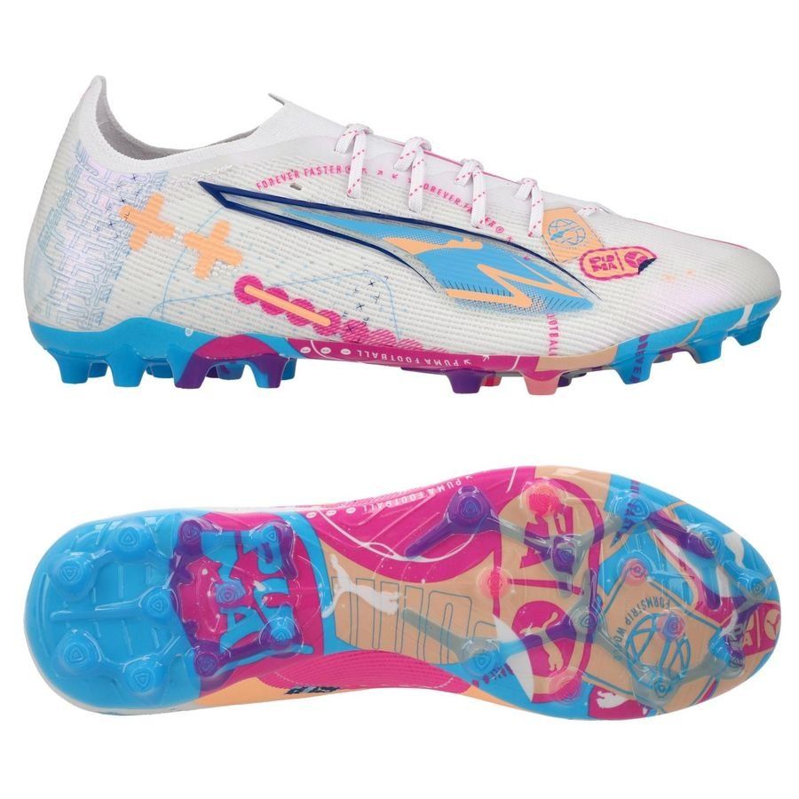 PUMA Ultra 5 Ultimate MG Volume Up - Blanc/Bleu/Poison Pink/Fizzy Melon