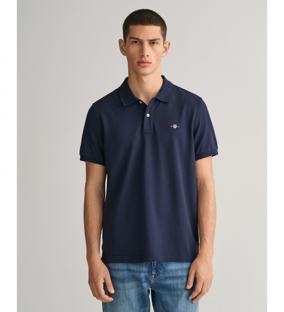 Camisa polo Gant Shield azul marinho piqué de corte regular