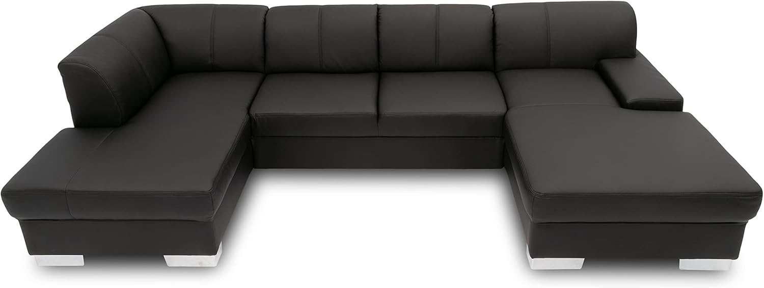 DOMO. collection Wohnlandschaft Star, Sofa in U-Form, Longchair rechts, Couch in Kunstleder, 304 x 150 x 150 cm (BxTxH), schwarz