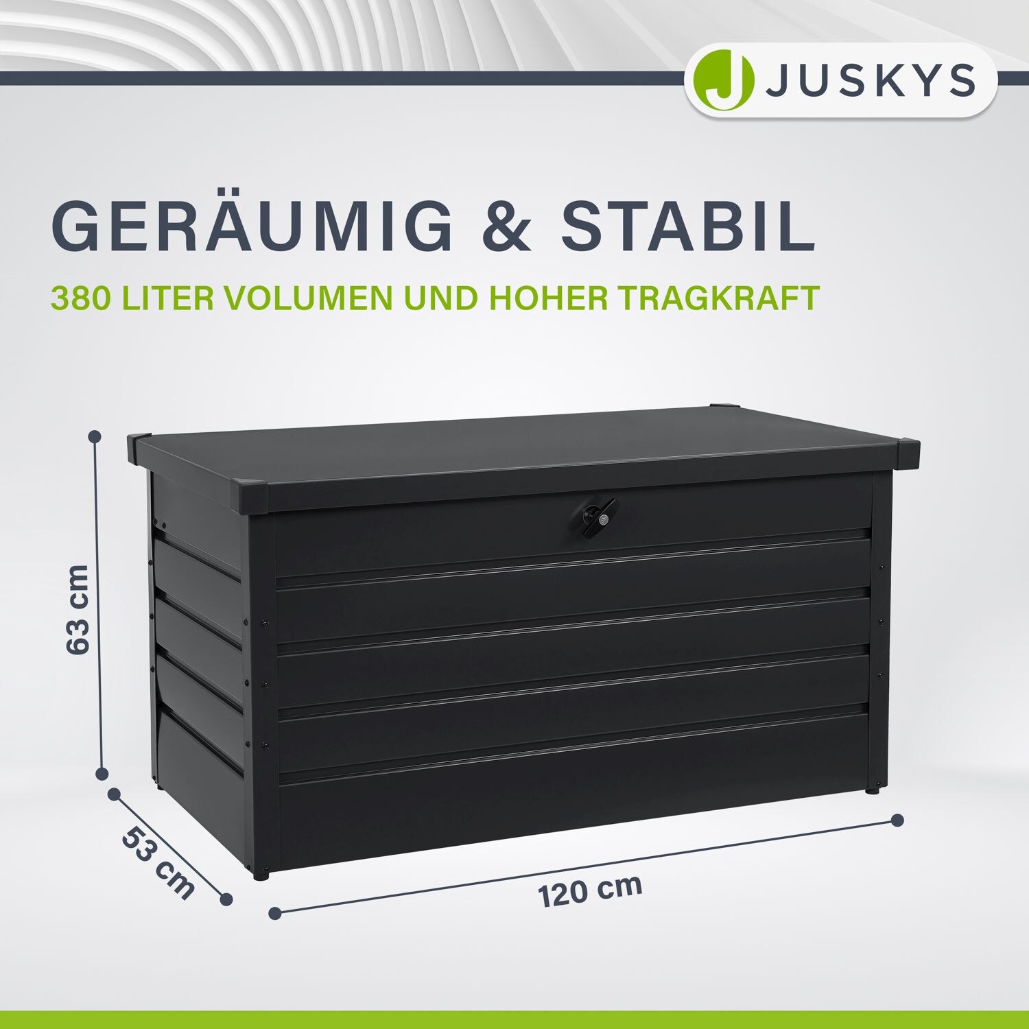 Juskys Metall Aufbewahrungsbox Limani 380 Liter - Box wasserdicht, abschließbar - Anthrazit