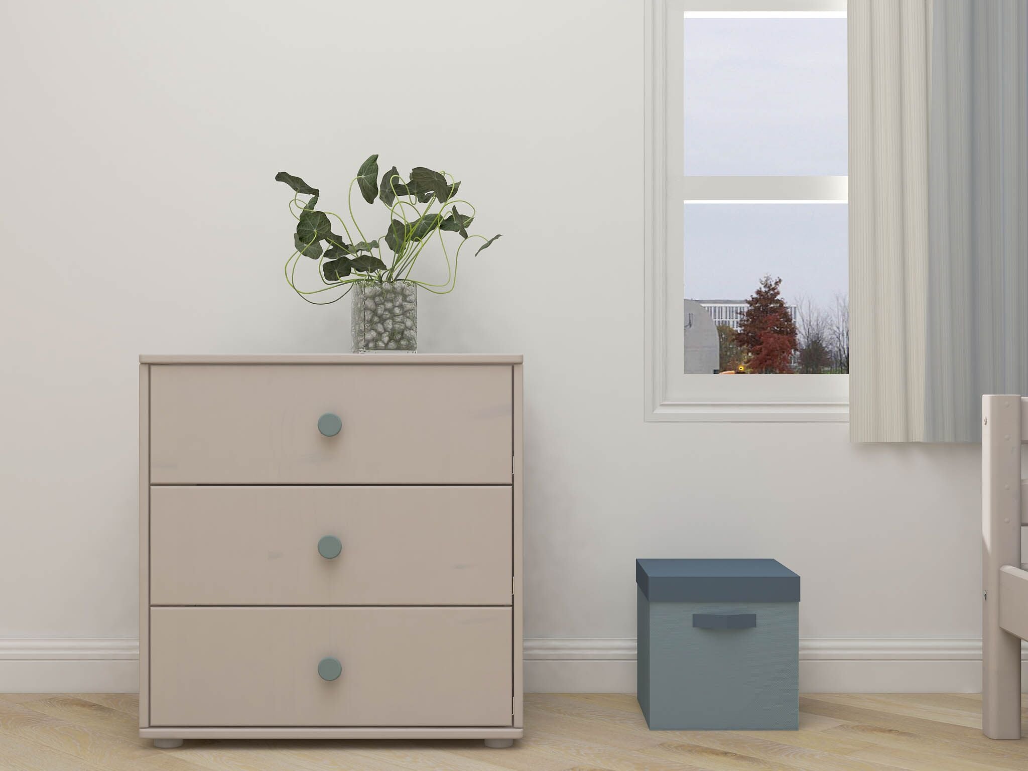 CLASSIC Kommode 3 Schubl.,grau,Griffe b - Grau / B: 72.0 cm x T: 44.2 cm x H: 74.5 cm