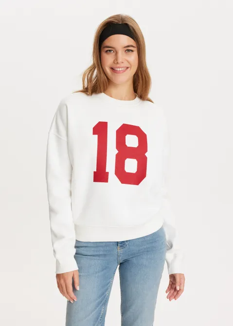 Sweater met cijferprint off-white (WIT.O)