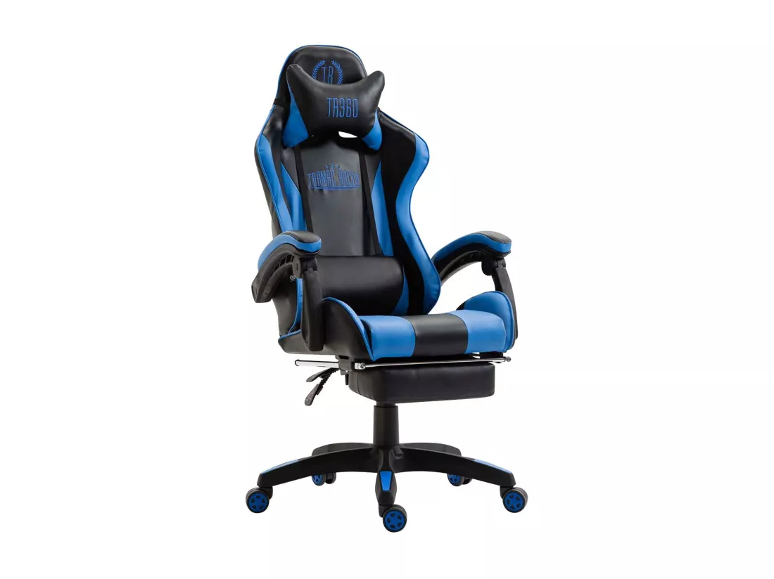 Chaise de bureau - Similicuir & Plastique - Noir / Bleu - Ignite
