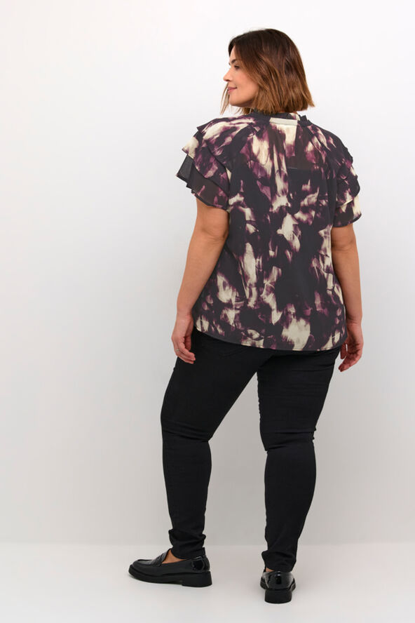 Kaffe Curve KCnour Flounce Blouse Purple blurry graphics