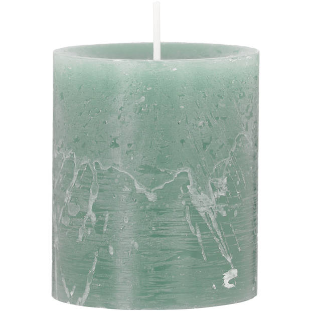 Blokker Rustieke Kaars - 7x8 cm - Saliegroen