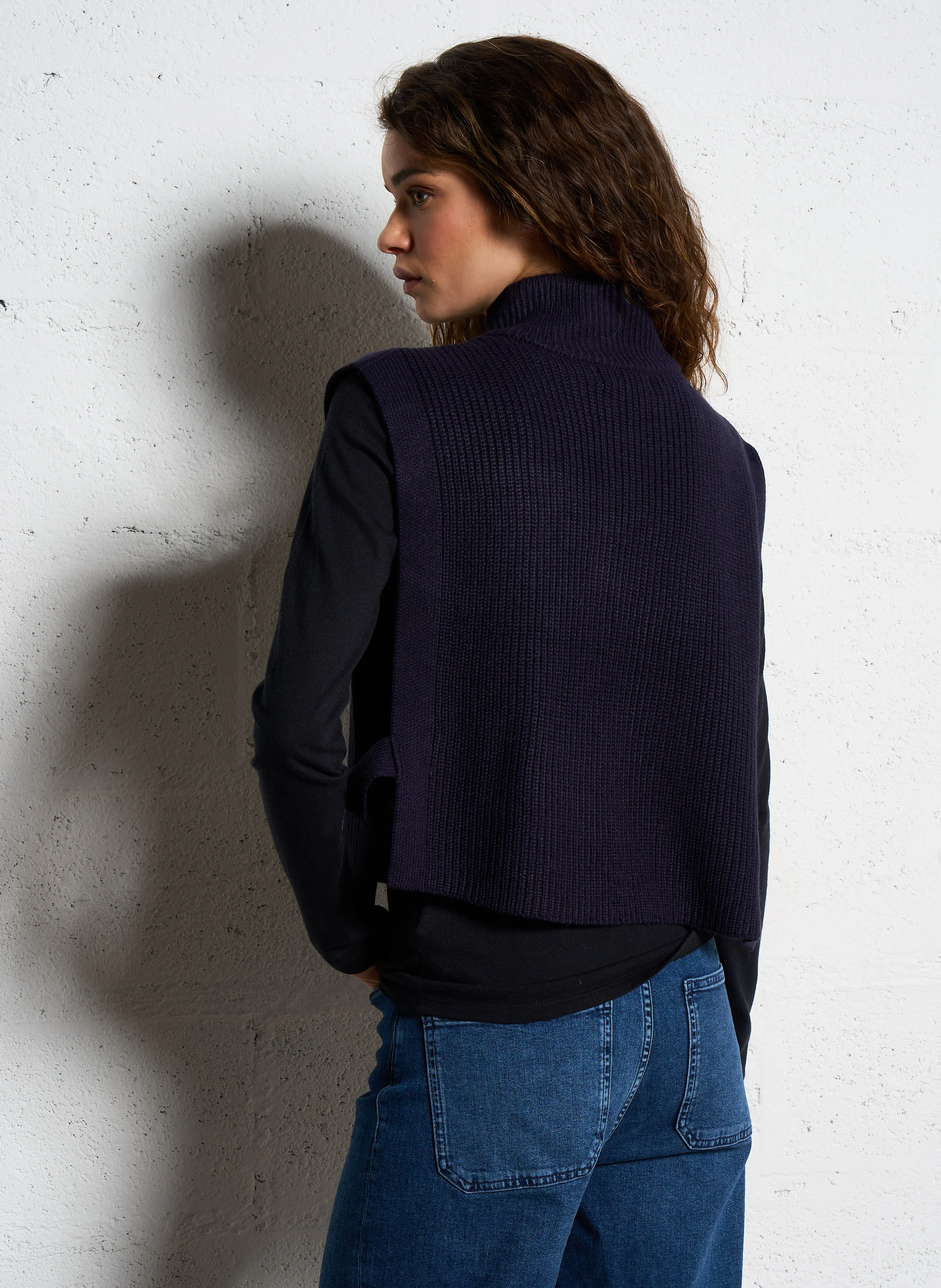 MAEVA - Pull sans manches côtelé | Bleu
