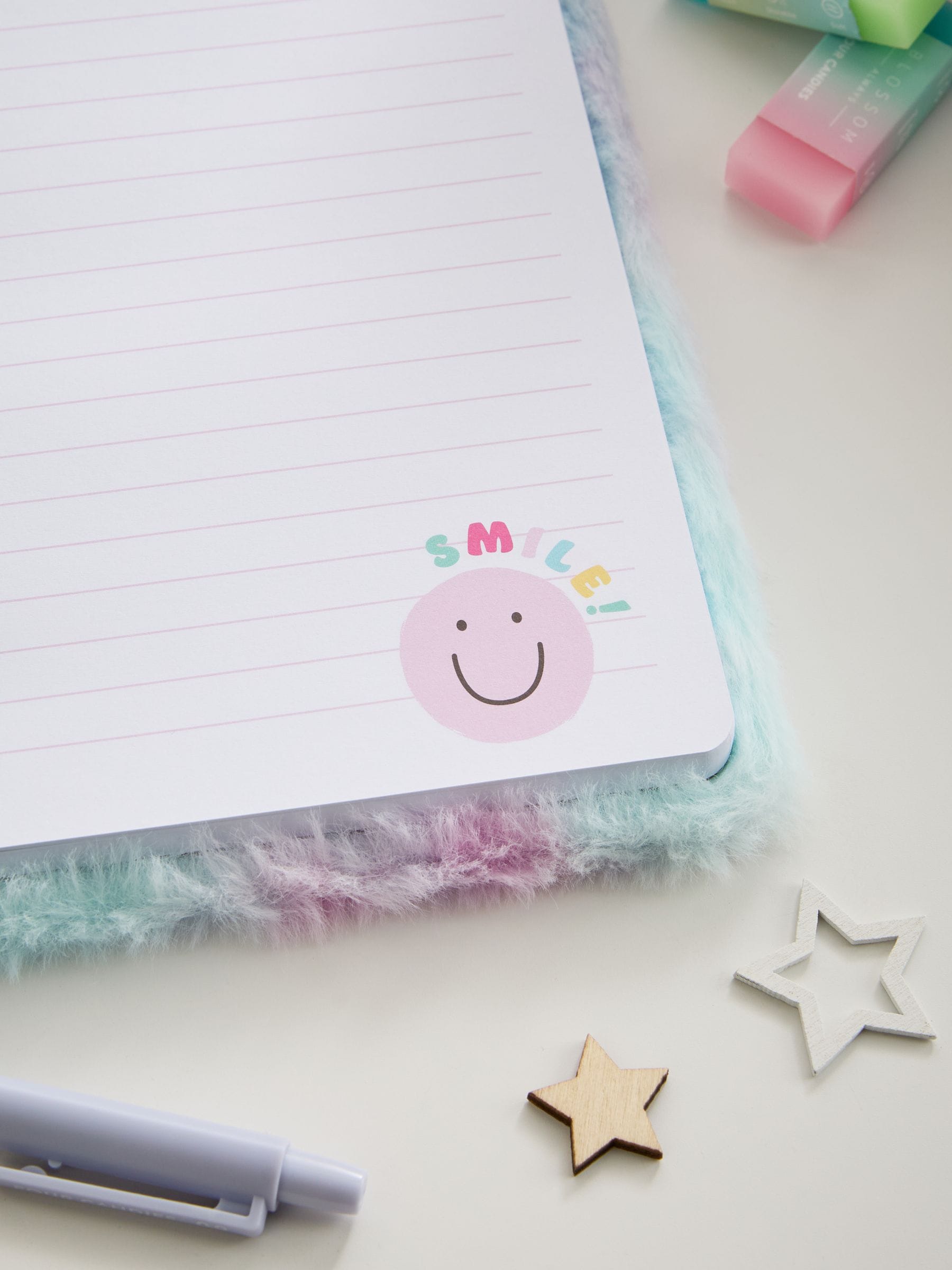 Smiley Faces A5 gelinieerd notitieboek met imitatiebont