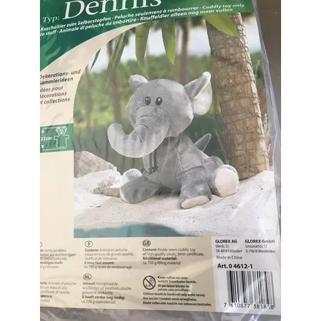 Glorex Kuscheltier zum Selberstopfen - Elefant Dennis, 26 cm