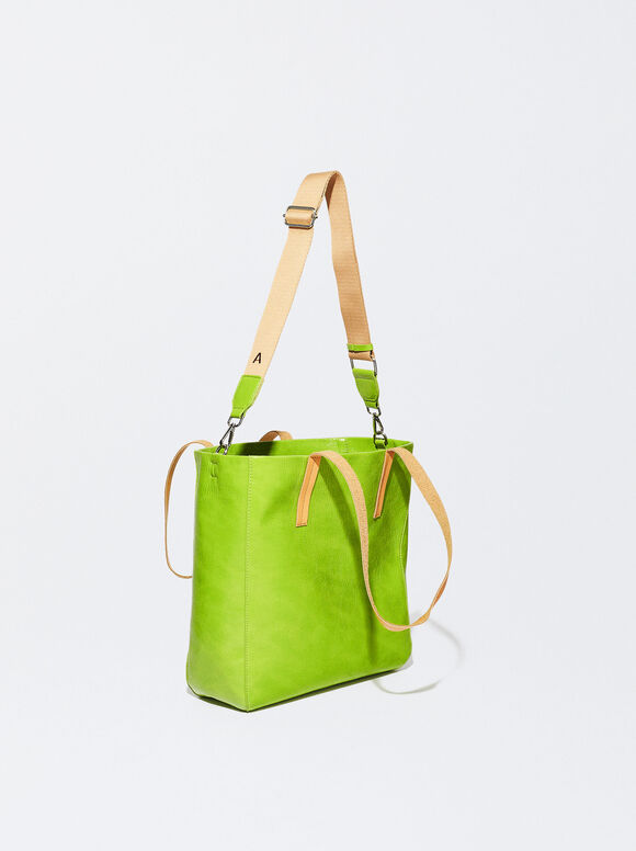 Sacola de compras personalizável em couro envernizado - Verde