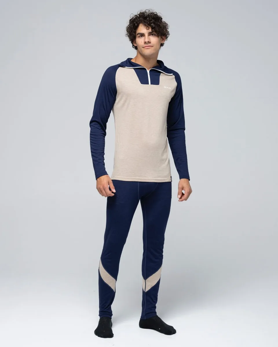 Bula Men's Retro Merino Wool Halfzip Sweater Navy