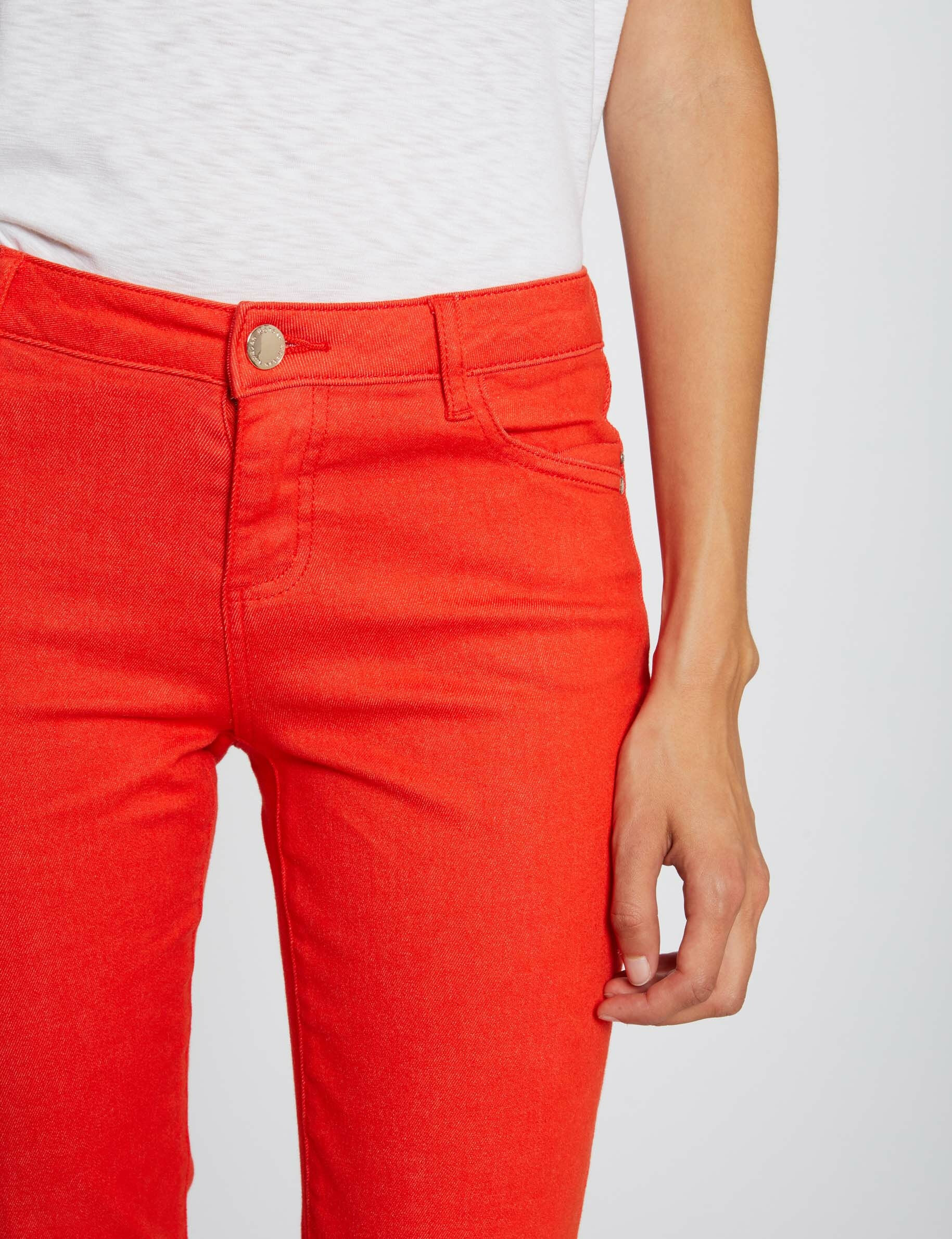 Jeans skinny taille basse orange femme - orange