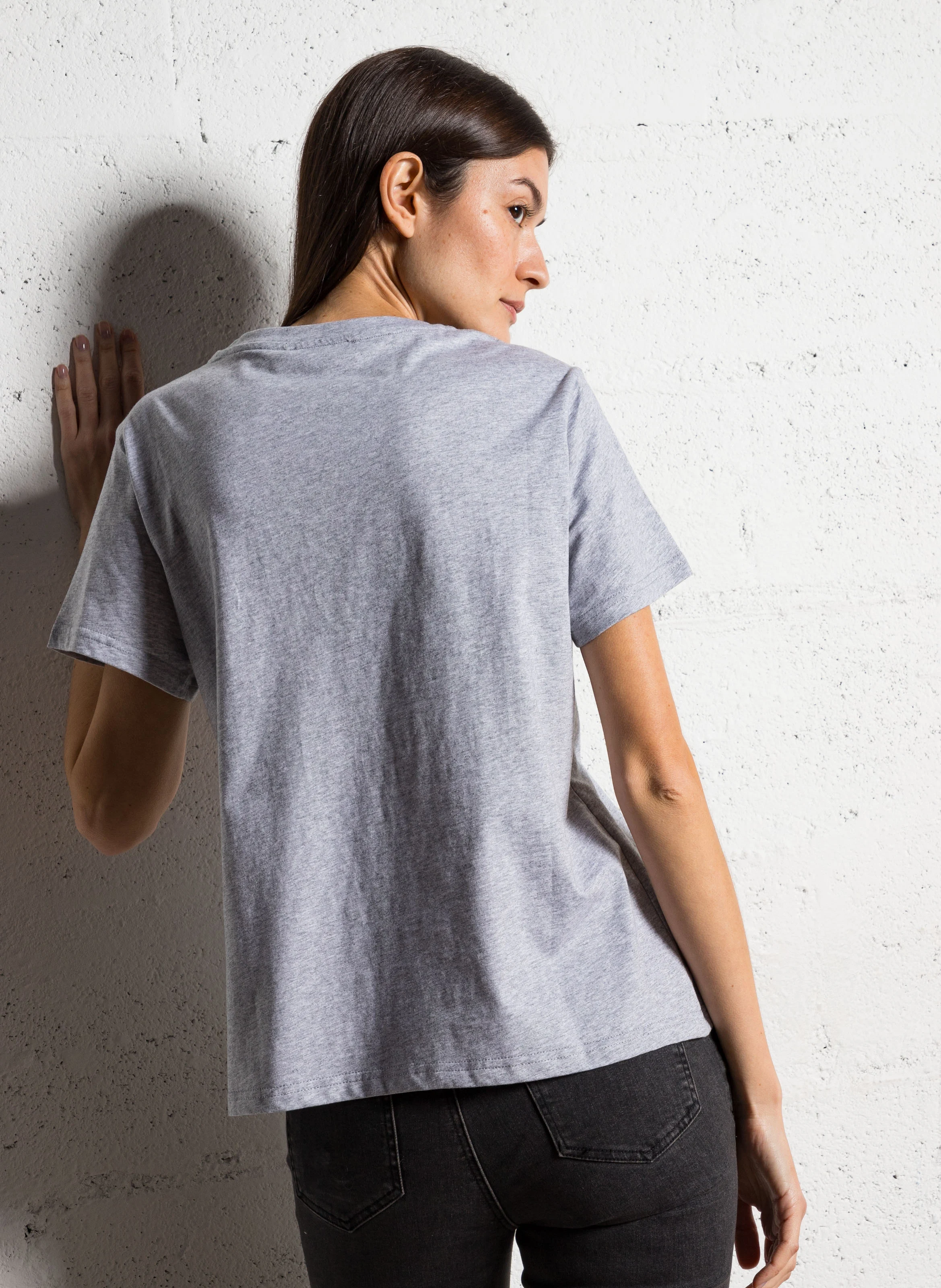 TROOVE - Tee-shirt droit sérigraphié en coton | Gris
