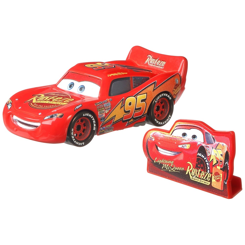 Pixar Cars 1:55 Lightning McQueen mit Schild, Diecast