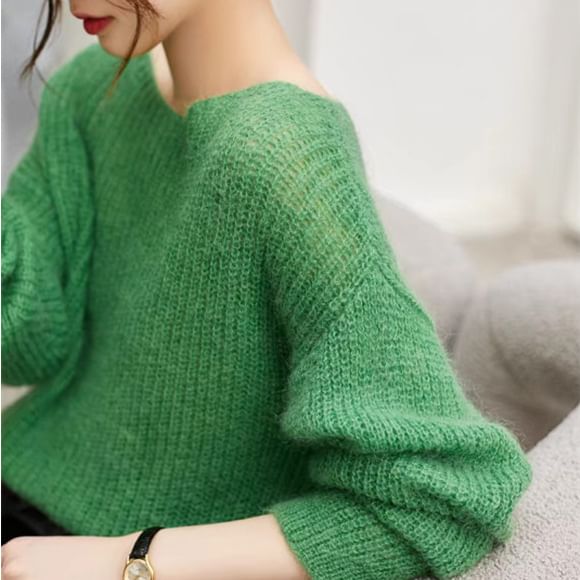 Angel Shine - Oversized zacht-pluizig gebreide top in 5 kleuren