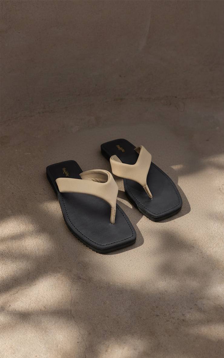 Kaki Sandales Tongs À Entredoigt Matelassé En Néoprène