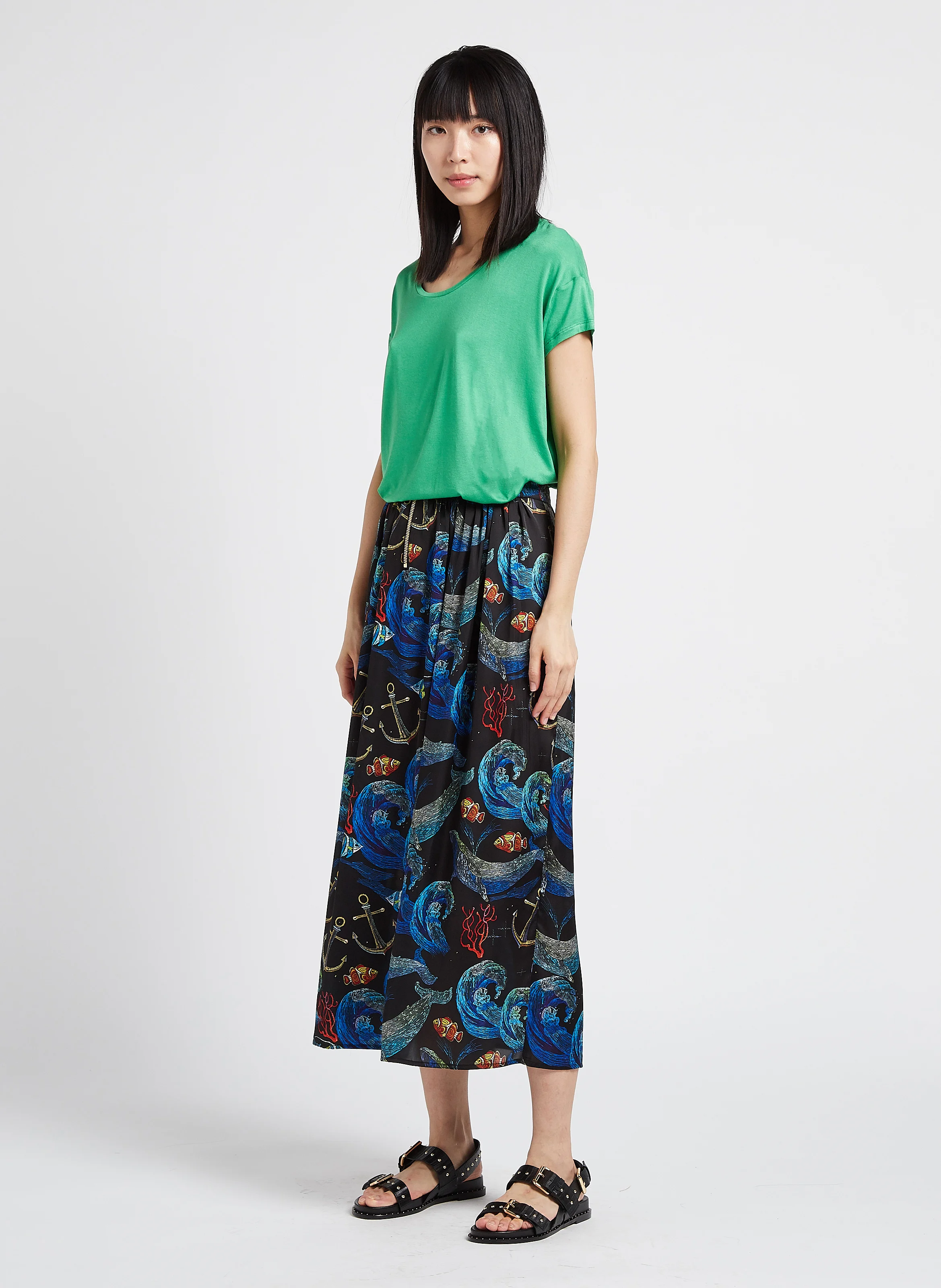 MARLOW - Tee-shirt col rond ample | Vert