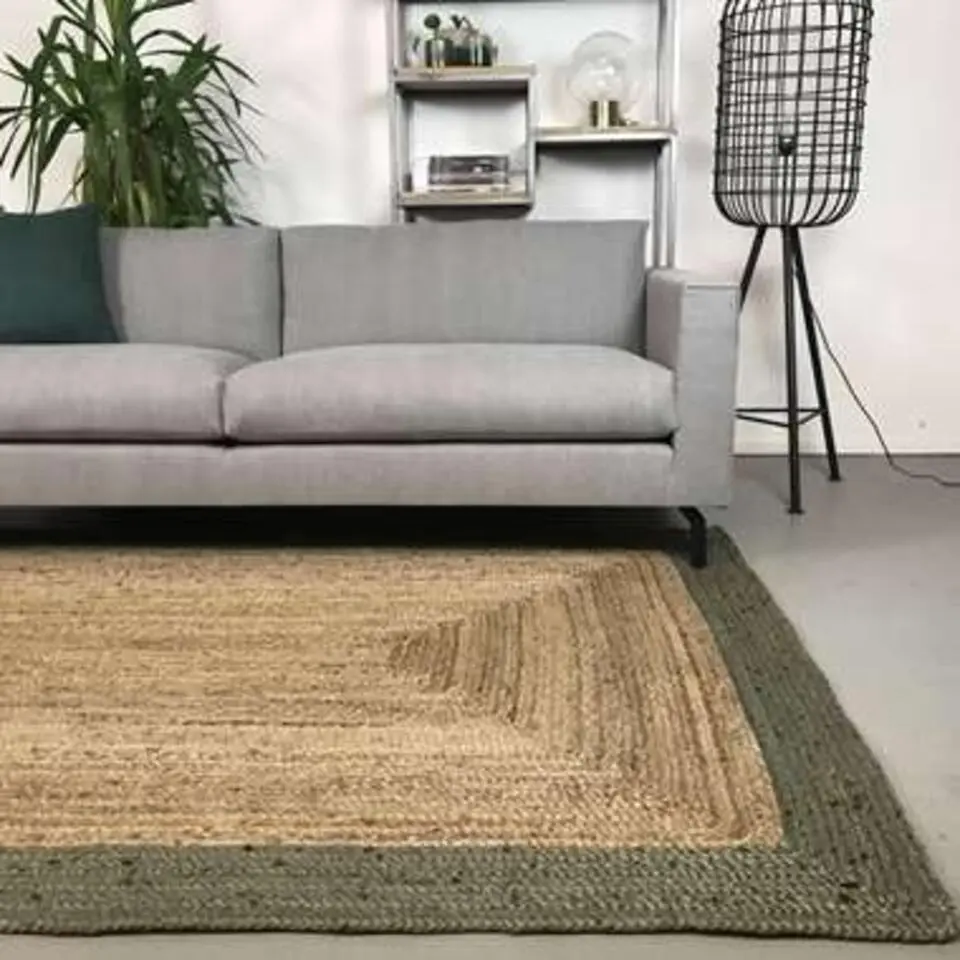 Eva Interieur Vloerkleed Jute - Naturel/Groen - 160x230