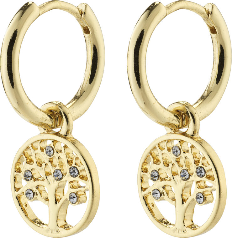 Pilgrim IBEN recycled tree-of-life hoop earrings gold-plated Guld