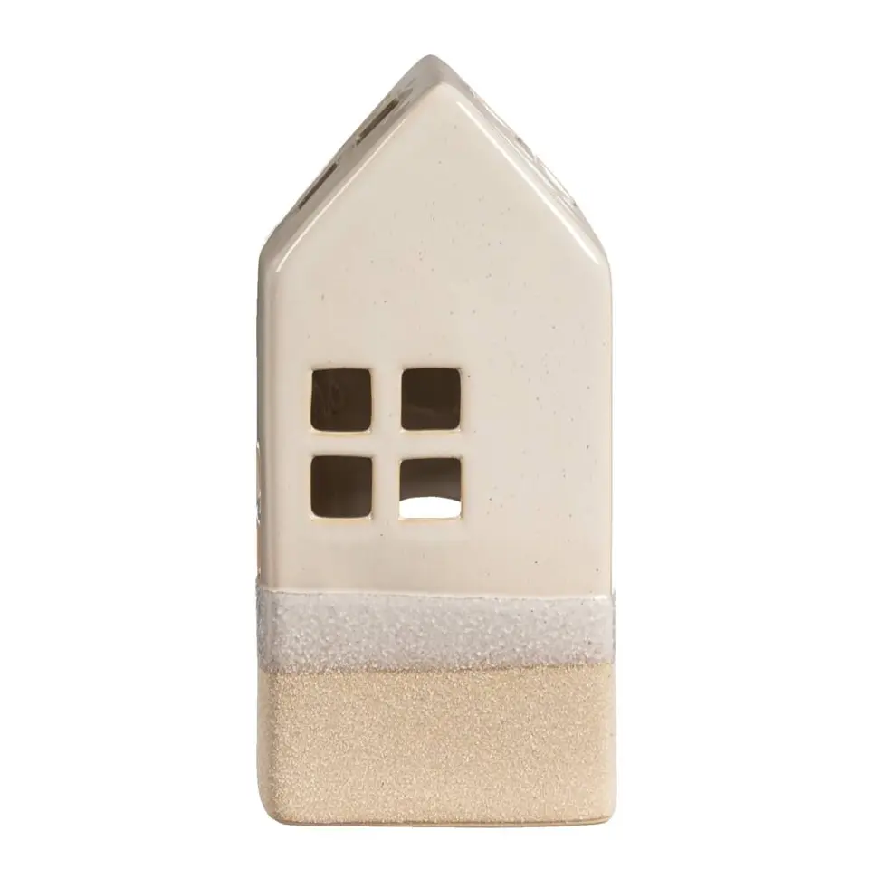 Waxinelichthouder Huis - beige - 20x9x7 cm