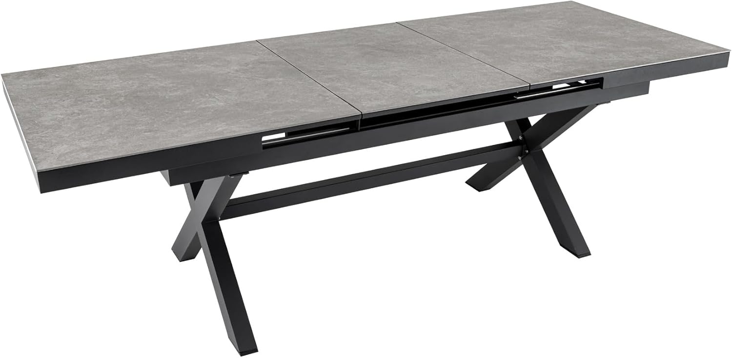 Riess Ambiente Ausziehbarer Outdoor Esstisch Empire 180-240cm hellgrau Keramik anthrazit Gartentisch wetterfest Terrassentisch Dachterrassentisch Balkontisch Tisch