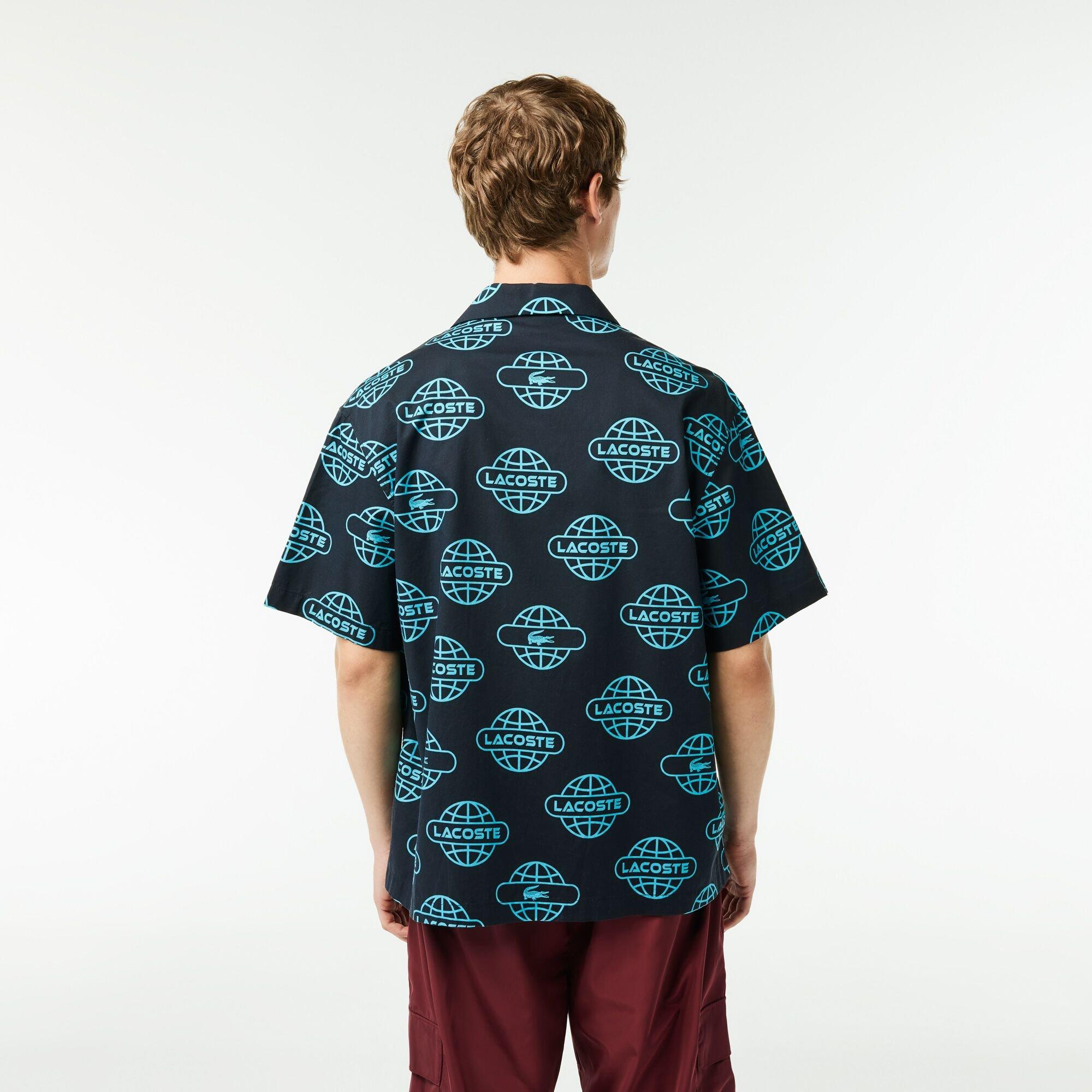 Lacoste Globe Print Cotton Twill Shirt