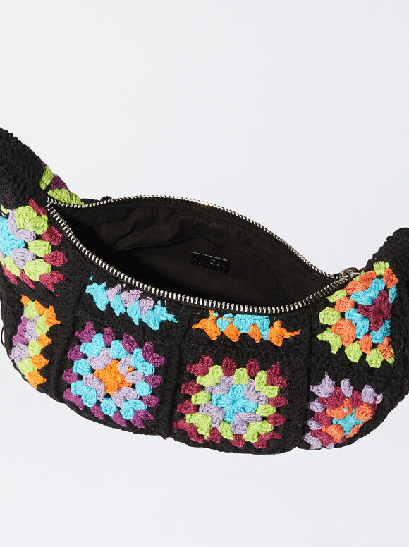 Bolsa de ombro de crochê - Preta