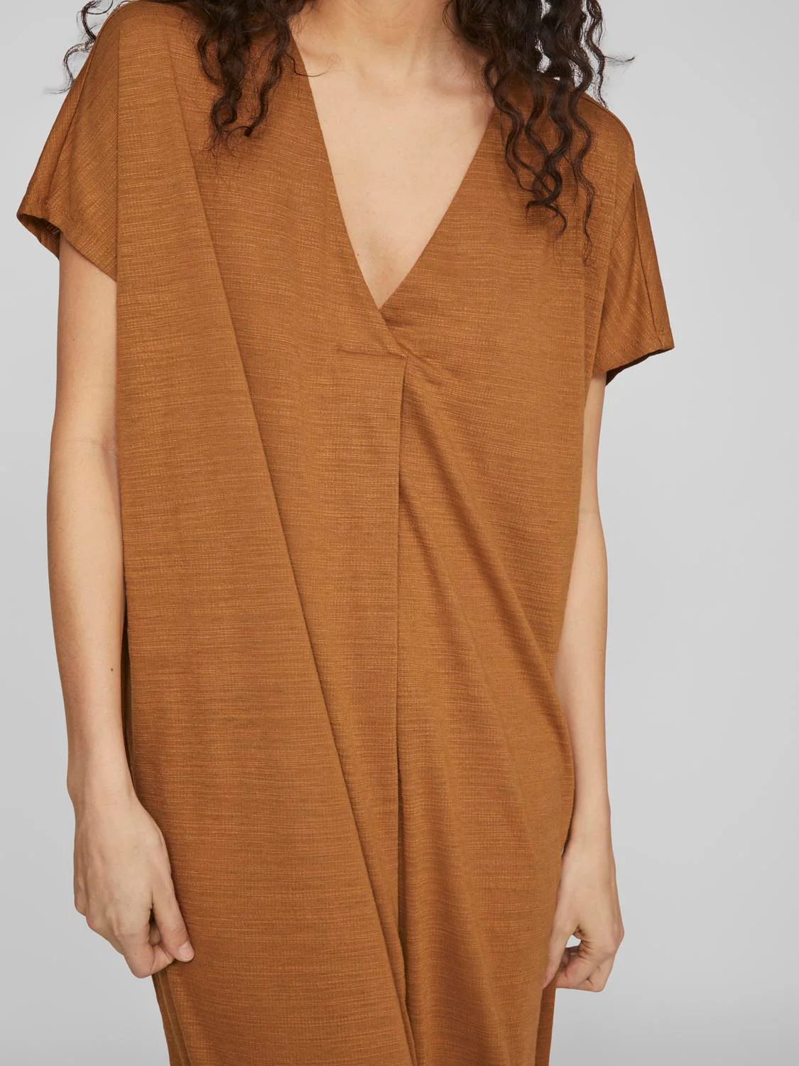 Vila  Vibrielle V-neck midi kjole - Rubber