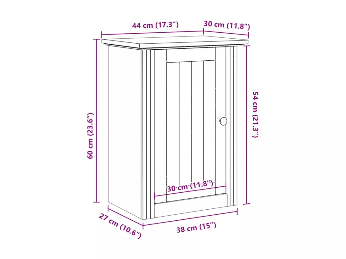 Armoire murale de salle de bain BODO gris 44x30x60 cm