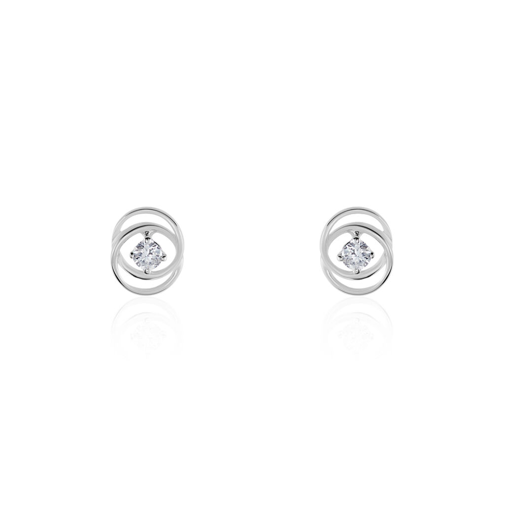 Boucles D'oreilles Puces Nid Amour Or Blanc Diamant