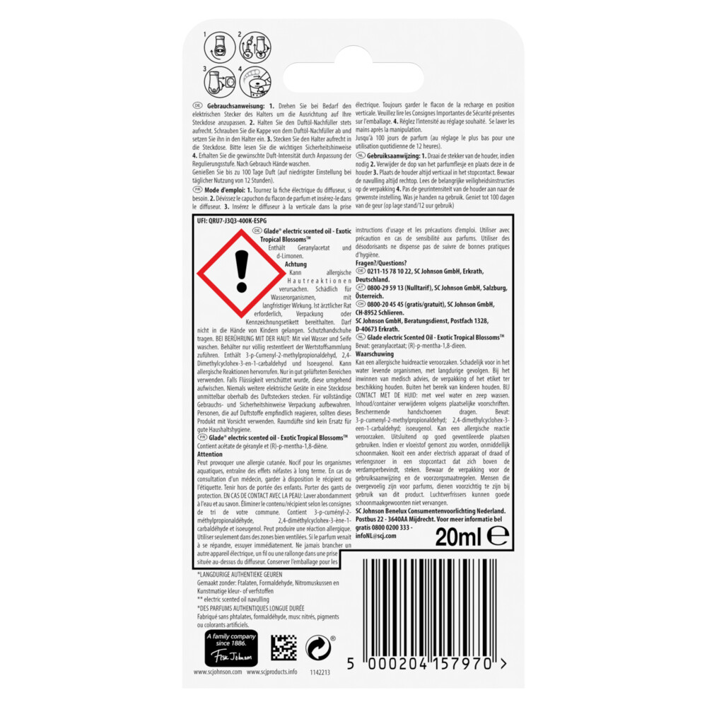 Glade Elektrische Geurverspreider Navul Tropical Blossoms20 ml
