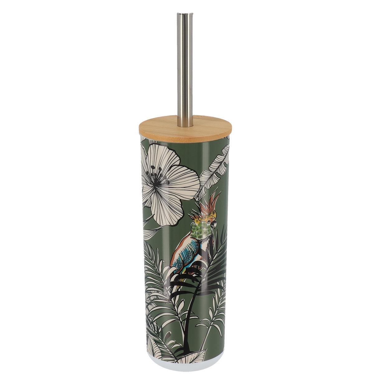 BROSSE WC IMPRIMEE COUVERCLE BAMBOU JUNGLE FEVER KAKI