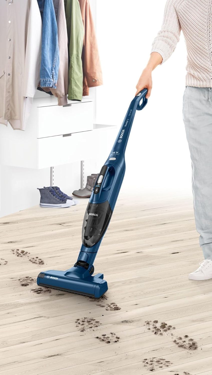 Bosch Readyy'y 16Vmax Serie | 2 - Wiederaufladbarer Staubsauger ohne Kabel, elektrischer Besen und Handstaubsauger 2in1, blau