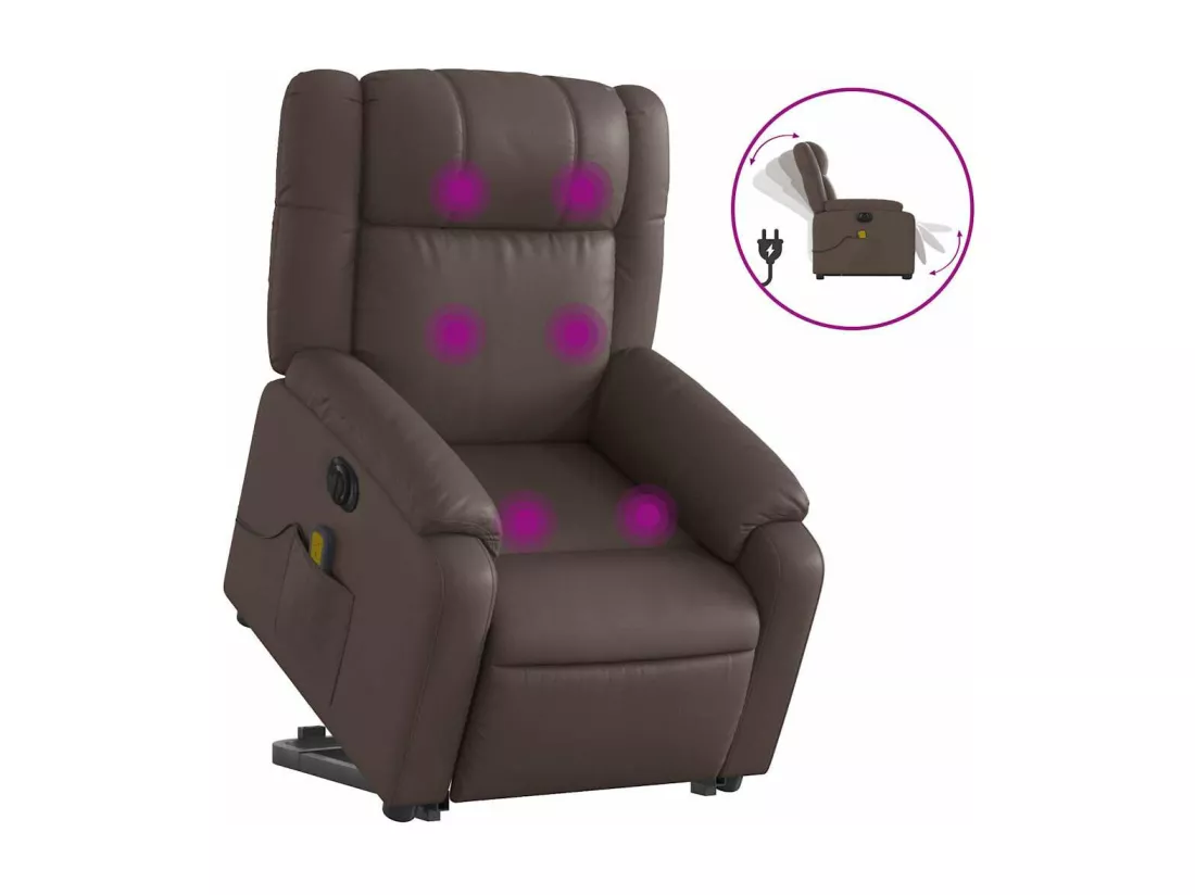 Fauteuil inclinable massant électrique marron similicuir
