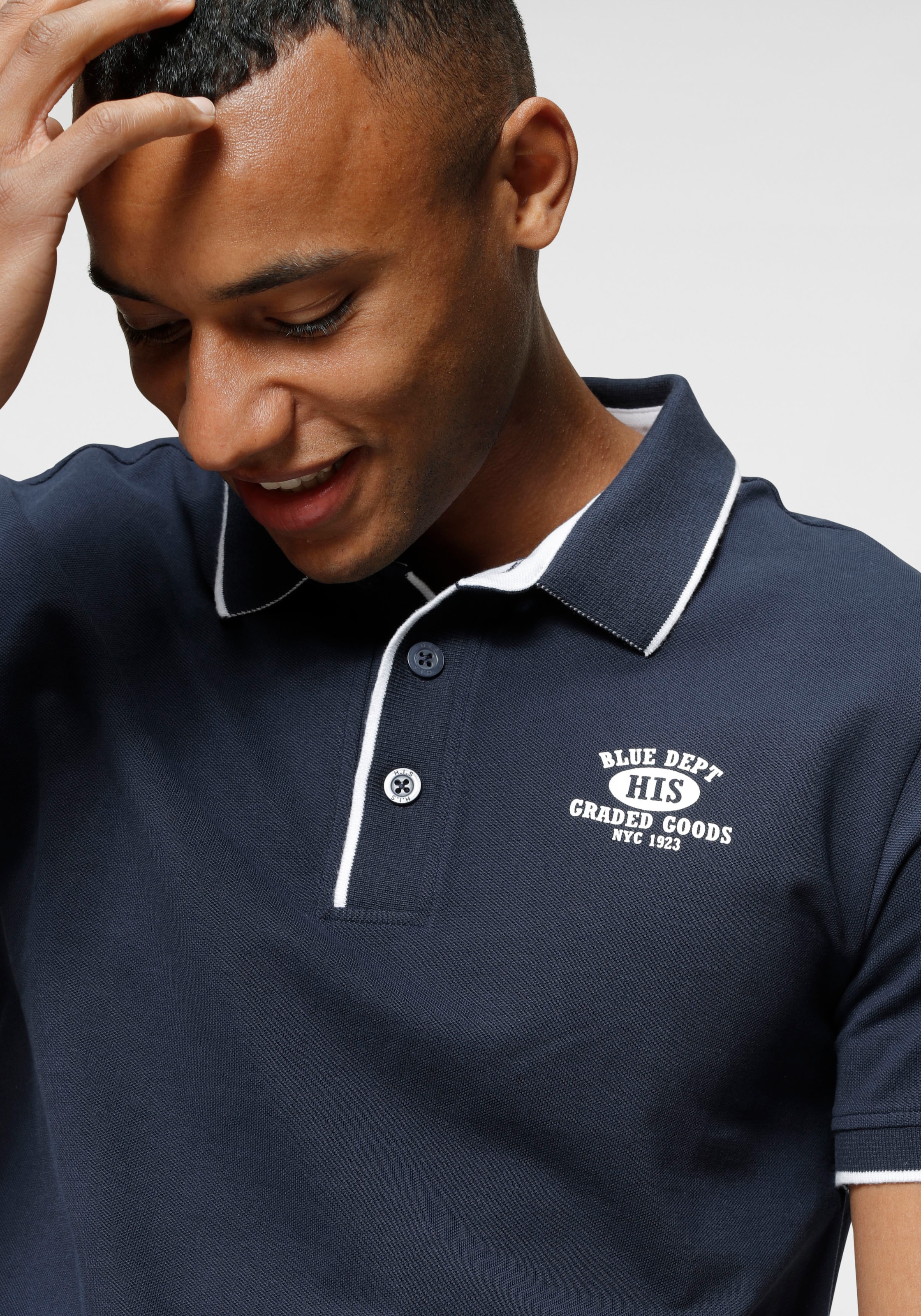 H.I.S Poloshirt , Kurzarm,  schmal geschnitten,  mit Polokragen,  aus Piqué-Stoff