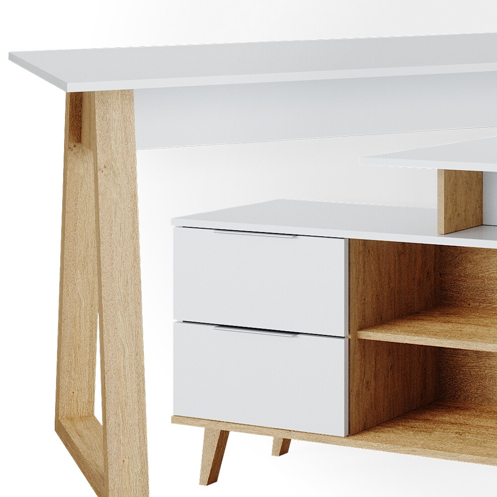 VICCO Eckchreibtisch Nautica Computer Büro PC Arbeitszimmer weiß Eiche Skandi