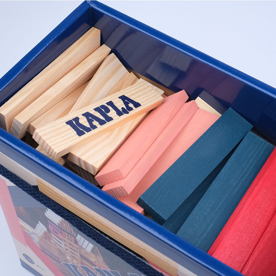 Kapla - 120 Box - Natural, Mørke Blå, Pink & Rød