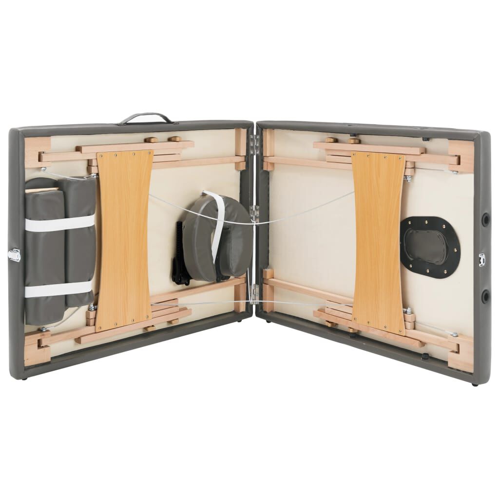 vidaXL 2-zone massagetafel met houten frame, antraciet, 186x68cm