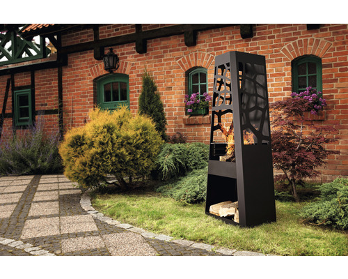 Metalen tuinhaard met grillrooster dobar 57,5 x 38 x 148 cm staalplaat zwart geschikt om te grillen