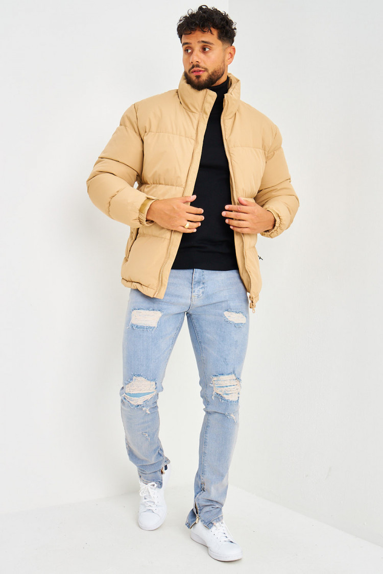 Doudoune matelassée beige foncé