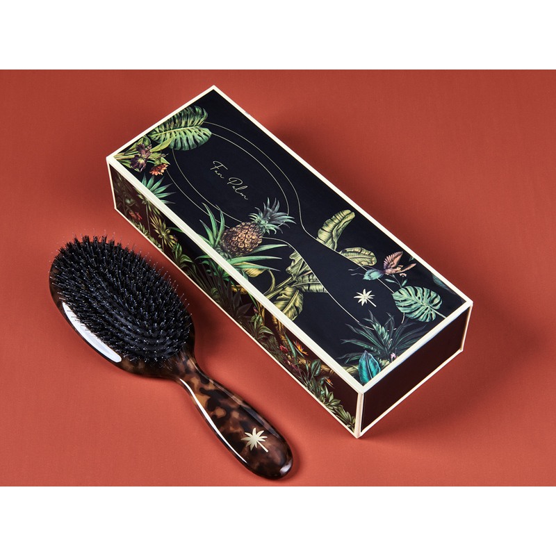 Fan Palm Hair Brush Medium - Turtle