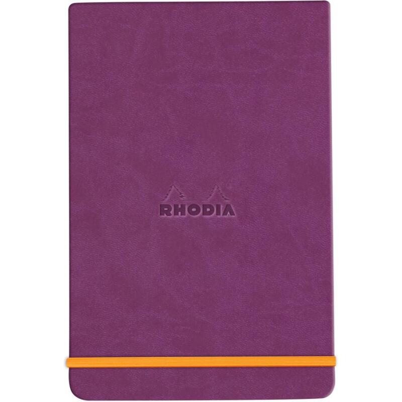 Rhodiarama Webnotepad rembordé rigide 9x14 cm 192 pages ligné microperforé papier ivoire 90g fermeture élastique - Violet