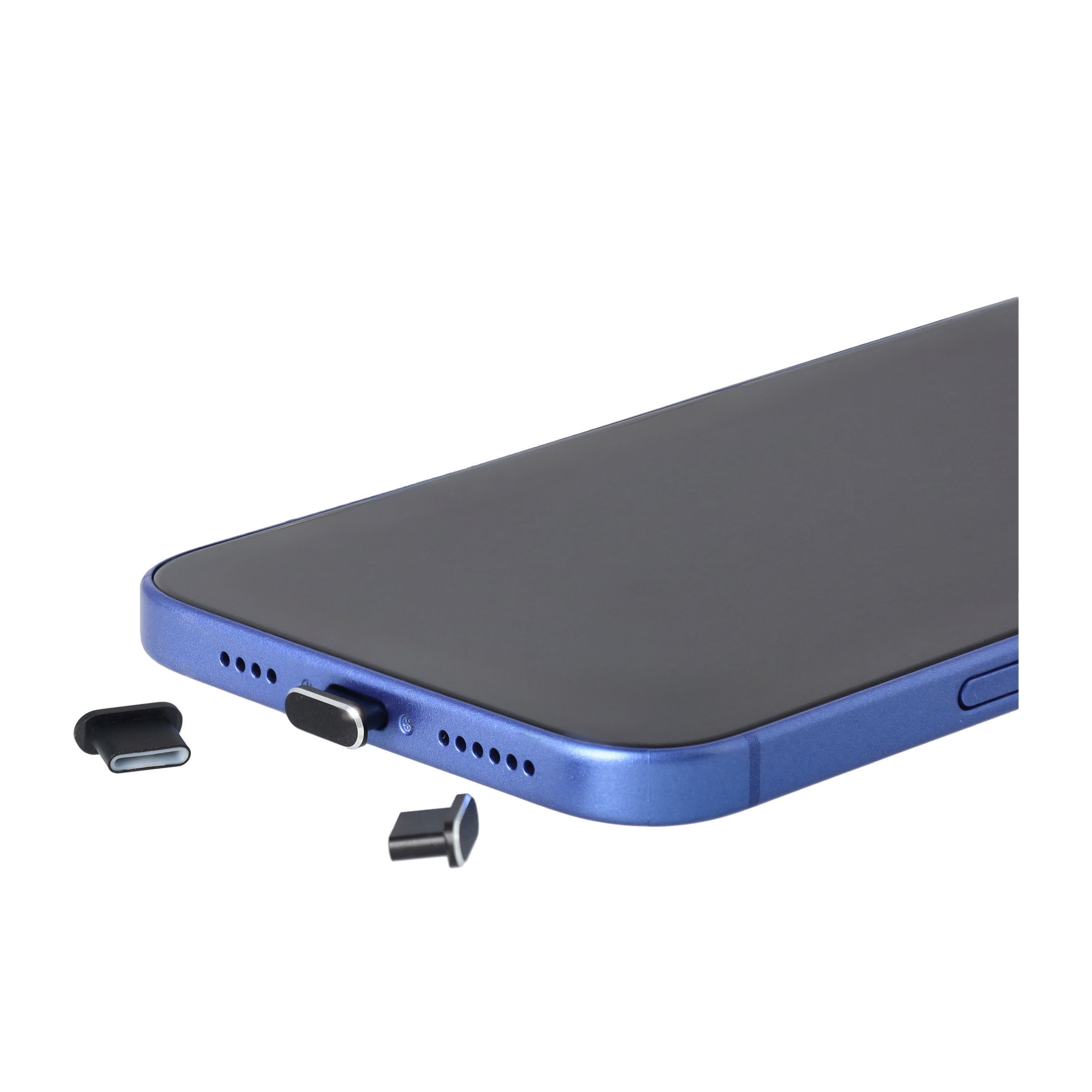 (3er Set) USB C Anti-Staub Metall Schutzstecker Anschlusskappen für Laptop / Notebook / Smartphones - Schwarz