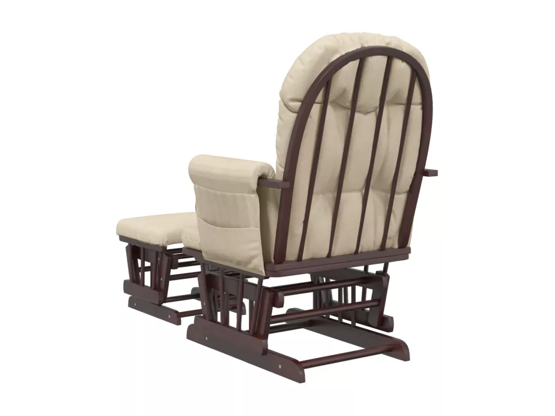 Chaise berçante avec repose-pied Blanc crème Tissu