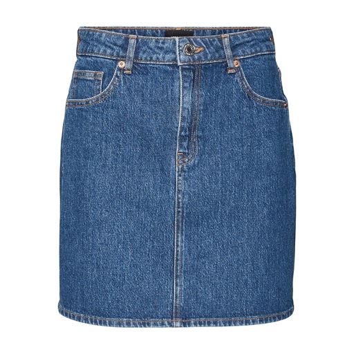 Vero Moda Tessa Højtaljet Nederdel, Medium Blue Denim, XS
