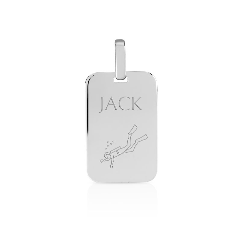 Pendentif argent 925 plaque personnalisable